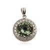 Image 1 : 14KT White Gold 3.05 ctw Green Amethyst and Diamond Pendant