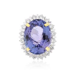 14KT Two-Tone Gold 19.31 ctw Tanzanite and Diamond Ring