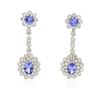 Image 1 : 14KT White Gold 3.38 ctw Tanzanite and Diamond Earrings