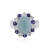 Image 1 : 14KT White Gold 4.43 ctw Aquamarine, Sapphire and Diamond Ring
