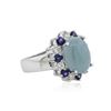Image 2 : 14KT White Gold 4.43 ctw Aquamarine, Sapphire and Diamond Ring
