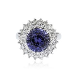 14KT White Gold 4.51 ctw Tanzanite and Diamond Ring