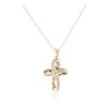 Image 2 : 14KT Yellow Gold 0.35 ctw Diamond Cross Pendant With Chain