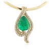Image 2 : 14KT-18KT Yellow Gold GIA Certified 40.62 ctw Emerald & Diamond Pendant W/ Chain