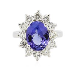 14KT White Gold 3.13 ctw Tanzanite and Diamond Ring