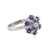 Image 2 : 14KT White Gold 1.37 ctw Tanzanite, Sapphire and Diamond Ring