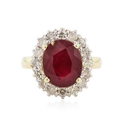 14KT Yellow Gold 5.19 ctw Ruby and Diamond Ring