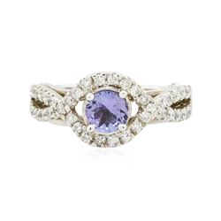 14KT White Gold 0.90 ctw Tanzanite and Diamond Ring