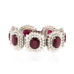 14KT White Gold 66.64 ctw Ruby and Diamond Bracelet