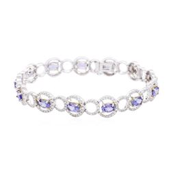 14KT Two-Tone Gold 5.07 ctw Tanzanite and Diamond Bracelet