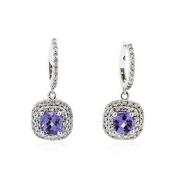 14KT White Gold 2.45 ctw Tanzanite and Diamond Earrings