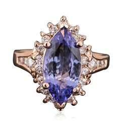 14KT Rose Gold 3.06 ctw Tanzanite and Diamond Ring