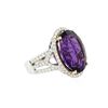 Image 2 : 14KT White Gold 11.51 ctw Amethyst and Diamond Ring