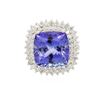 Image 1 : 14KT White Gold GIA Certified 14.89 ctw Tanzanite and Diamond Ring
