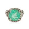 Image 1 : 14KT White Gold GIA Certified 11.70 ctw Emerald and Diamond Ring