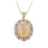 Image 2 : 14KT Yellow Gold 5.88 ctw Opal and Diamond Pendant With Chain