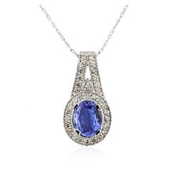 14KT White Gold 2.24 ctw Tanzanite and Diamond Pendant With Chain