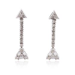 14KT White Gold 0.84 ctw Diamond Earrings