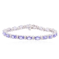 14KT White Gold 9.03 ctw Tanzanite and Diamond Bracelet