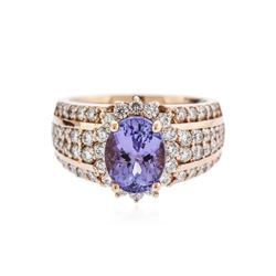 14KT Rose Gold 2.33 ctw Tanzanite and Diamond Ring