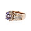Image 2 : 14KT Rose Gold 2.33 ctw Tanzanite and Diamond Ring