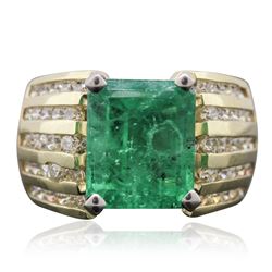 10KT Two-Tone Gold 4.31 ctw Emerald and Diamond Ring