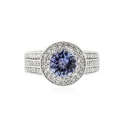 14KT White Gold 1.43 ctw Tanzanite and Diamond Ring