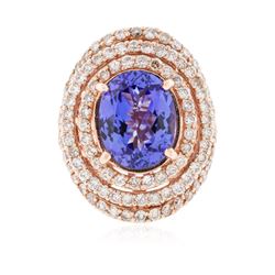 14KT Rose Gold 6.83 ctw Tanzanite and Diamond Ring