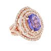 Image 2 : 14KT Rose Gold 6.83 ctw Tanzanite and Diamond Ring