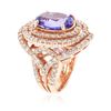 Image 3 : 14KT Rose Gold 6.83 ctw Tanzanite and Diamond Ring
