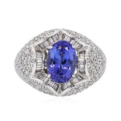 18KT White Gold 2.51 ctw Tanzanite and Diamond Ring