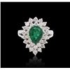 Image 1 : 18KT White Gold GIA Certified 1.50 ctw Emerald and Diamond Ring
