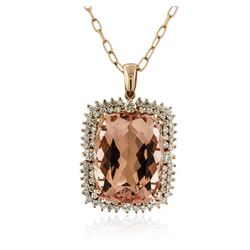 14KT Rose Gold 36.51 ctw Morganite and Diamond Pendant With Chain