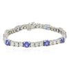 Image 1 : 14KT White Gold 5.20 ctw Tanzanite and Diamond Bracelet