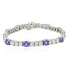 14KT White Gold 5.20 ctw Tanzanite and Diamond Bracelet