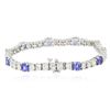 Image 2 : 14KT White Gold 5.20 ctw Tanzanite and Diamond Bracelet