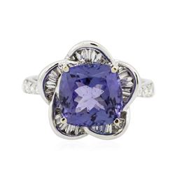 18KT White Gold 3.95 ctw Tazanite and Diamond Ring