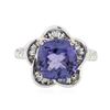 Image 1 : 18KT White Gold 3.95 ctw Tazanite and Diamond Ring