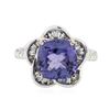 18KT White Gold 3.95 ctw Tazanite and Diamond Ring