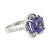 Image 2 : 18KT White Gold 3.95 ctw Tazanite and Diamond Ring