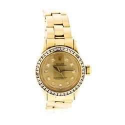 Ladies Rolex 18KT Yellow Gold Diamond Oyster Perpetual Wristwatch