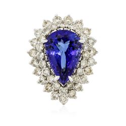 14KT White Gold GIA Certified 9.22 ctw Tanzanite and Diamond Ring