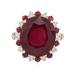 14KT Yellow Gold 15.25 ctw Ruby and Diamond Ring