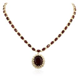 14KT Yellow Gold 44.70 ctw Ruby and Diamond Necklace