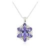 Image 2 : 14KT White Gold 4.91 ctw Tanzanite and Diamond Pendant With Chain