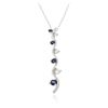 Image 2 : 14KT White Gold 0.07 ctw Sapphire and Diamond Pendant With Chain