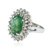 Image 2 : 14KT White Gold 4.68 ctw Emerald and Diamond Ring