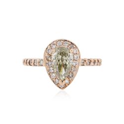 14KT Rose Gold 1.19 ctw Fancy Green Diamond Ring