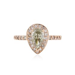 14KT Rose Gold 1.19 ctw Fancy Green Diamond Ring