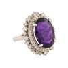 Image 2 : 14KT White Gold 11.11 ctw Amethyst and Diamond Ring